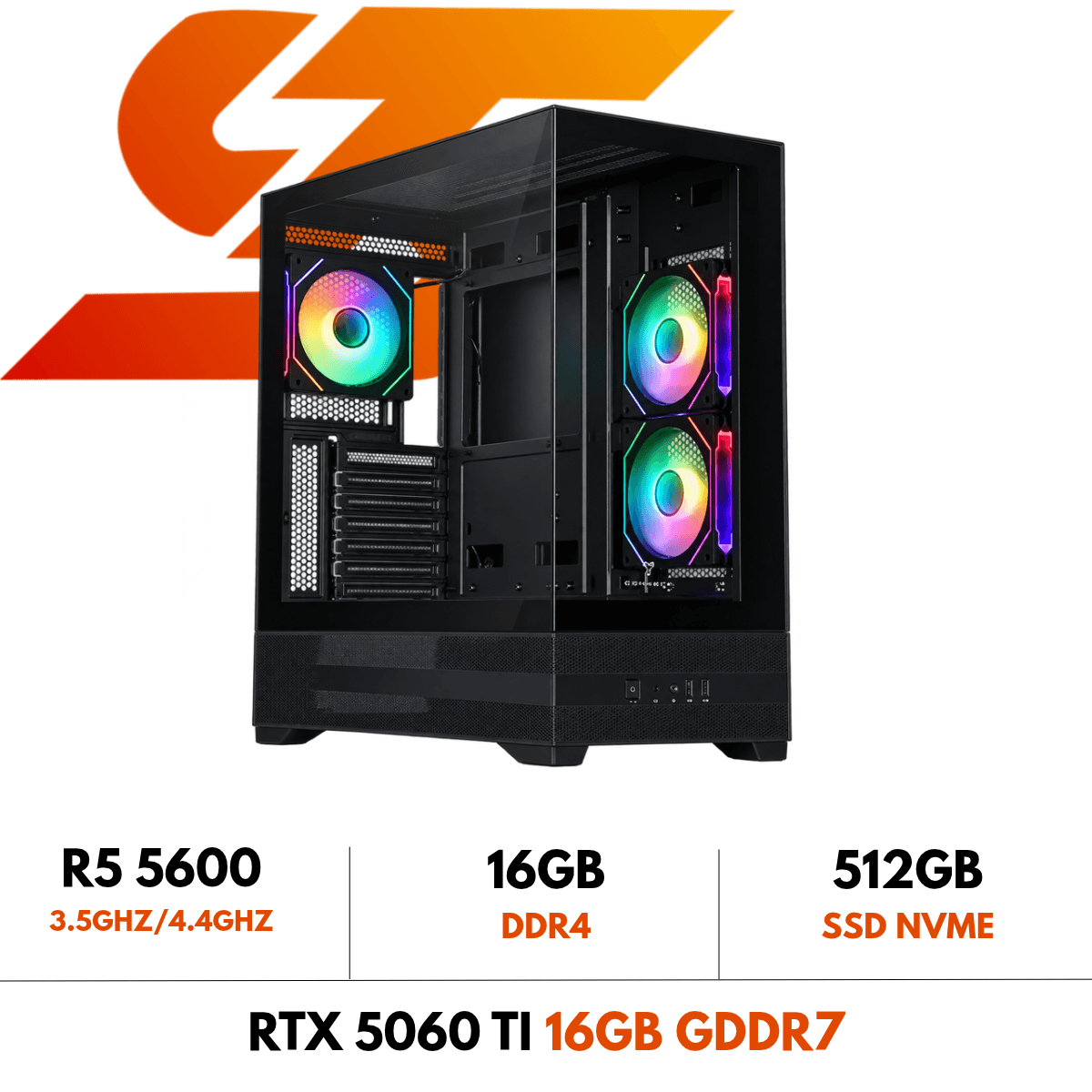 PC Gamer SiliconTech – AMD Ryzen 5 5600 / 16GB RAM / 512GB SSD / RTX 5060 Ti 16GB