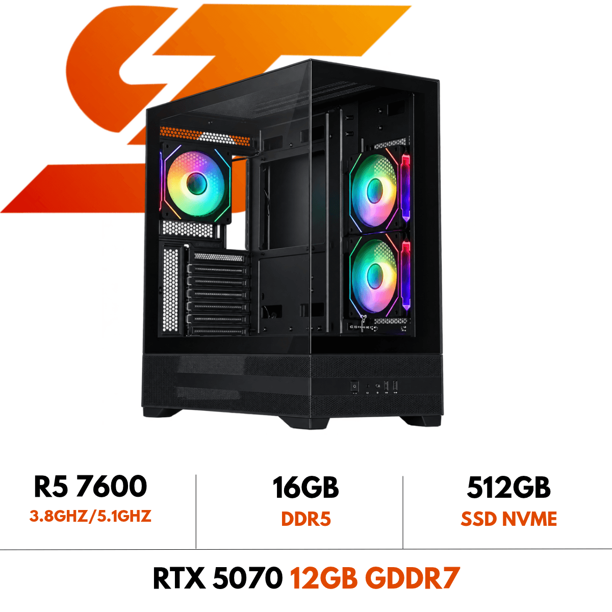 PC Gamer SiliconTech – Ryzen 5 7600 / RTX 5070 12Go / 16Go DDR5 / 512Go NVMe